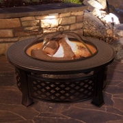NATURE SPRING Nature Spring Round Metal Fire Pit and Wood Burning Set | 32 inch with Spark Screen and Log Poker 365923KML
